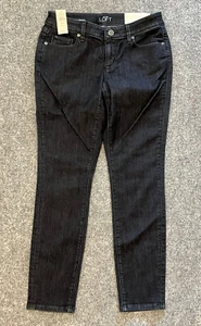 LOFT Women's Jeans Size 27P Curvy Skinny Mid Rise Black Denim Pockets - Picture 1 of 5