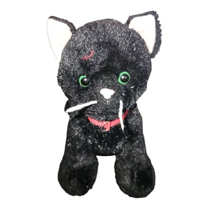 Build-A-Bear Promise Pets All Black Cat Plush Green Eyes 12" Red Collar - Picture 1 of 6