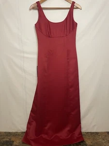 ANN TAYLOR Dress Long Sheath Dark RED SATIN - Picture 1 of 12