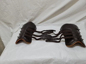 HORSE SHIN WRAPS EQVVS GENUINE LEATHER WITH BRASS STUDS IN EXCELLENT CONDITION - Picture 1 of 18