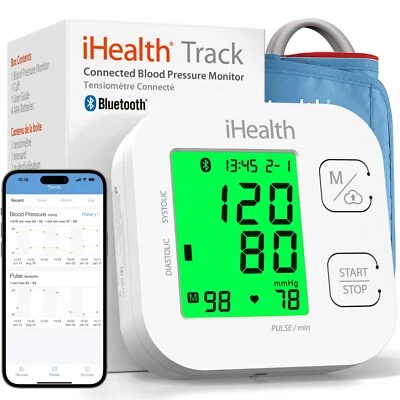 IHEALTH Track Vernetztes Oberarm-Blutdruckmessgerät mit einer einstellbaren Universal...