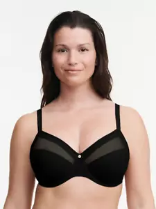 Chantelle Lucie Bra Women's 38DDDD Black Stretch Lace Comfort Underwire JDM1410 - Picture 1 of 8
