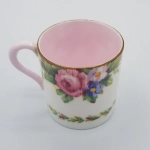Paragon Demitasse Cup Double Warrant Floral Pink Handle & Interior No Saucer - Picture 1 of 10