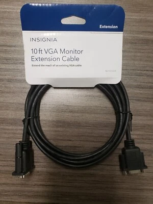 Insignia 10 ft VGA Monitor Extension Cable Black NS-PV10509 NEW Computer Cable - Image 1 of 4