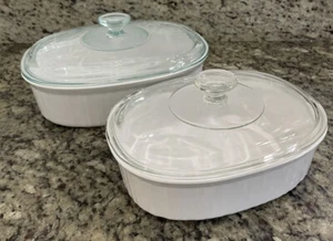 F-12-B CORNING WARE FRENCH WHITE 1.5L  w/ LID  ~&~  2.5 L Casserole F-2–B - Picture 1 of 8