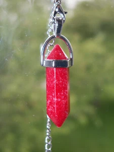 EDELSTEINPENDEL / ANHÄNGER HEXAGON : ROTE JADE NEU! - Bild 1 von 3