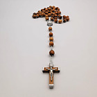 Rosary Crucifix OLIVE  WOOD Bethlehem With JERUSALEM Cross HOLY LAND Handmade
