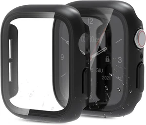 2x Waterproof Case For Apple Watch SE 4 5 6  44mm & Glass Screen Protector Black - Picture 1 of 6