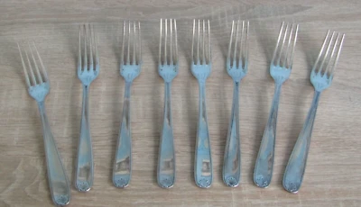 8 Forchette Da Tavola In Metallo Argentato Christofle Modello Conchiglia - Immagine 1 di 4