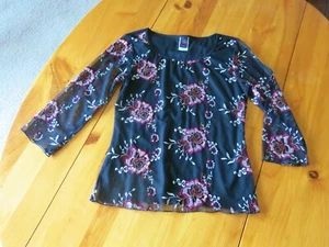 W Wrapper Sequins&Embroidered Top/Sz L/Black SeeThru/Lined/Perfect Nightclub Top - Picture 1 of 8
