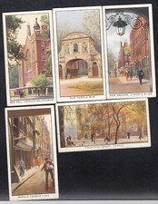 Five 1932 THE INNS OF THE COURT Tobacco Cards Lincoln's Inn Old Temple Bar ++++