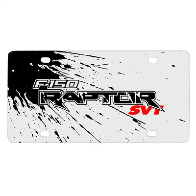 Ford F-150 Raptor SVT Splash Marks Graphic White Acrylic License Plate - Image 1 of 4