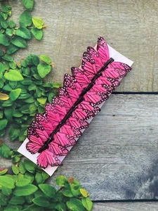 12 Feder Hot Pink Monarch Schmetterlinge 3 Zoll Hot Pink Schmetterling Blumen Picks - Bild 1 von 5
