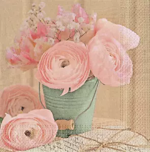 4 x Paper Napkins for Decoupage Crafting Table Romantic Pink Roses 90 - Picture 1 of 2