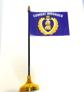 Combat Wounded Purple Heart Stick Flag - Picture 1 of 2