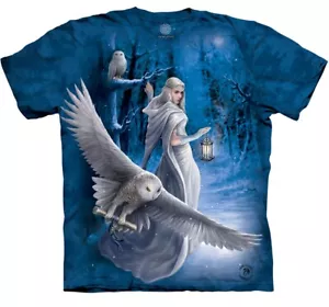 The Mountain Midnight Messenger Fairy Owls Blue Woman Owl Fantasy T-Shirt S - Picture 1 of 5
