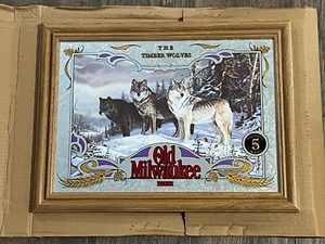 NOS The Timber WolvesVintage Old Milwaukee beer Mirror Wildlife Series No. 5 - Picture 1 of 1