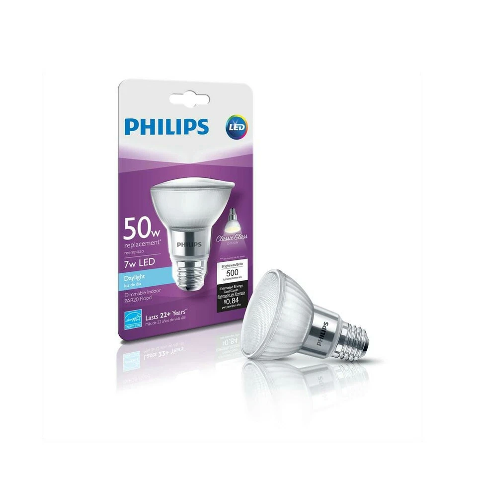 PHILIPS LED 50w replacement PAR20  DAYLIGHT INDOOR FLOOD light bulb lamp  - Image 1 of 1