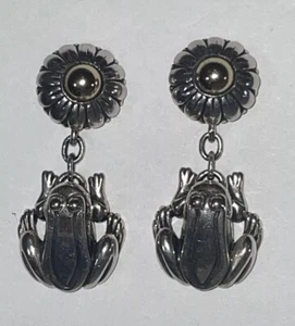 Barry Kieselstien Cord BKCI Sterling 925 & 14k 2003 Frog Dangle Earrings Jewelry - Picture 1 of 15
