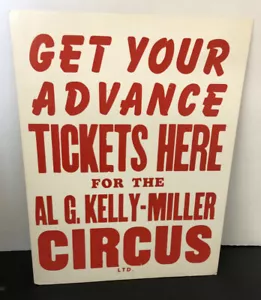 1988 Al G. Kelly - Poster Miller Circus insegna negozio biglietti anticipati qui - Foto 1 di 2
