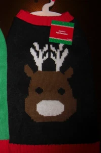 New pet sweater Christmas Holiday Reindeer dog cat Medium - Picture 1 of 1
