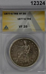 1877 S TRADE DOLLAR ANACS CERTIFIED VF35 VERY ORIGINAL! #12324 - Picture 1 of 3