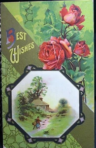 Vtg Birthday Postcard -Best Wishes - posted 1915 - Picture 1 of 2