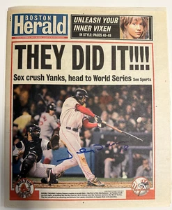 Johnny Damon Autographed 10/21/2004 Issue Boston Herald Beat Yankees ALCS - Picture 1 of 3