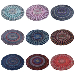 Indian Round Mandala Tapestry Wall Hanging Throw Towel Beach Yoga Mat Throw 72" - Picture 1 of 34