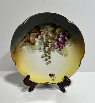 "Antiguo plato de porcelana Ptd a mano J&C Louise uvas firmado a Koch Bavaria 8,5""" Foto 1 de 4