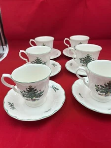 Juego de 6 tazas de té y platillos de cerámica para Navidad Nikko Happy Holidays - Imagen 1 de 9