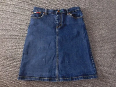 Tommy Hilfiger Mujer Falda 9 Azul Denim Jeans Línea A Vintage Foto 1 de 4