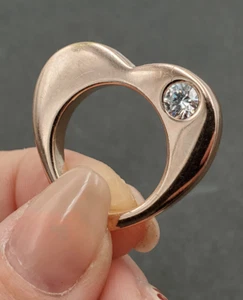 HSN Absolute CZ Rose Gold Over Sterling Silver Heart Shaped Band Stack Ring Sz 9 - Picture 1 of 9