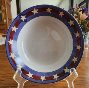 Spirit of the Flag Soup Bowl (s) 7 1/2" Jay Import Liberty Stoneware White Blue! - Picture 1 of 14