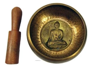 Tibetan Bronze Buddha Auspicious Ritual Himalayan Singing Bowl 1990s 12 x 5.5 cm - Picture 1 of 10