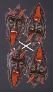 originaler uralter Oblaten Bogen 4 x Krampus - DIE CUT SCRAPS - Bild 1 von 1