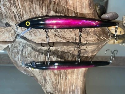 Custom Painted Rapala Husky Jerk 14, HJ14 crankbait walleye bass Black Mamba - Image 1 of 2