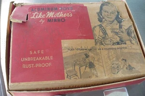 Vintage Mirro Aluminum Toys Cook & Bake Set Like Mother's Pans Cups Bowls More - Picture 1 of 8
