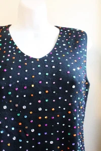 Joseph A Tank Shirt Womens L Silk Blend Knit Sleeveless Rhinestone Studded 90s - Picture 1 of 7