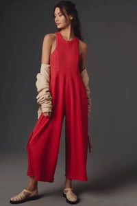 Anthropologie Daily Practice Seamed Wide-Leg Jumpsuit One-Piece Red SP NEW - Picture 1 of 4