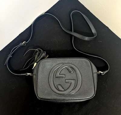 Gucci Soho Disco crossbody bag black leather small tasselled - Image 1 of 4