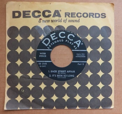 Webb Pierce 45rpm 1954 Original 1st Decca ED2145 Wondering Boy EP –Free Shipping - Image 1 of 4