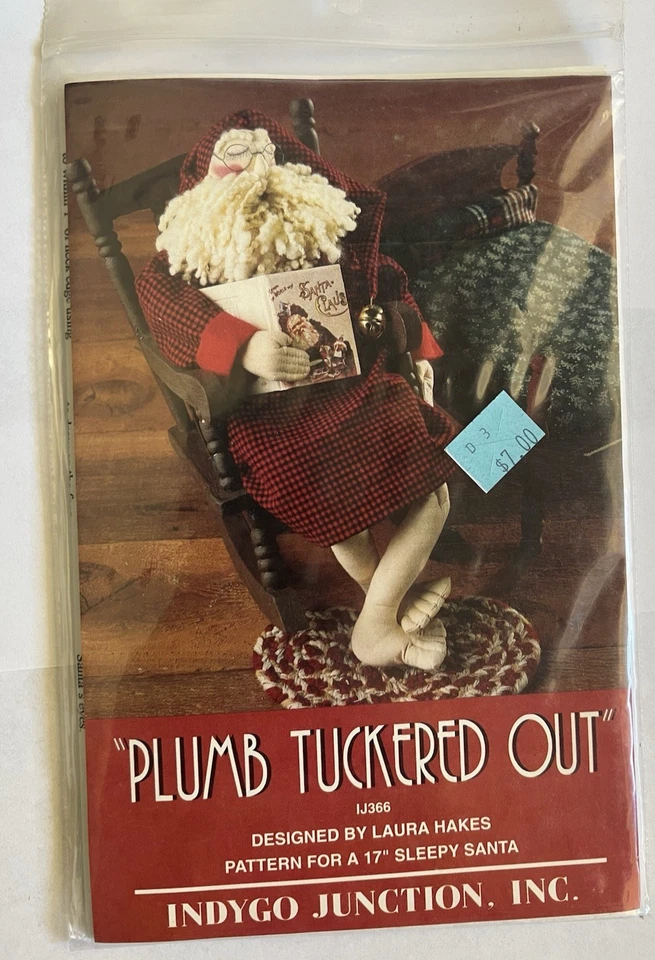 INDYGO JUNCTION "PLUMB TUCKERED OUT" 17" SLEEPY SANTA DOLL PATTERN UNCUT - Image 1 of 4