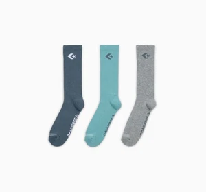 NEW Converse 3-Pack Star Chevron Crew Socks Size 6 - 12 Grey Gray Teal Green - Picture 1 of 5