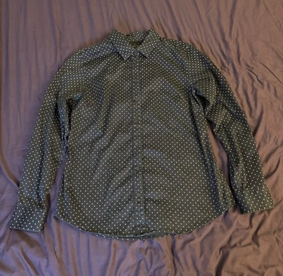 Banana Republic Women Tailored Fit Size 8 Small Black Patterned Button Up Shirt - Изображение 1 из 4