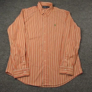 Ralph Lauren Shirt Men Extra Large Orange Striped Custom Fit Long Sleeve Classic - Picture 1 of 7