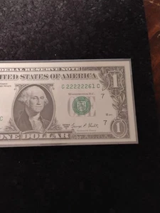 1969 D $1 FRN Cool Fancy Serial Number G 22222261 C * Crisp Uncirculated (Six... - Picture 1 of 9
