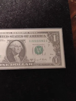 1969 D $1 FRN Cool Fancy Serial Number G 22222261 C * Crisp Uncirculated (Six... - Image 1 of 4