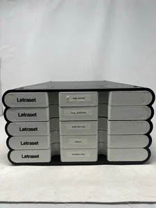 LETRASET Schwarz & Weiß Hartschalenkoffer-Schubladen-Schriftzug Aufbewahrung Schubladen-Italien Vintage - Bild 1 von 10