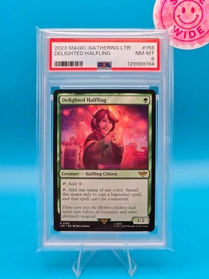 PSA 8 - 2023 MAGIC THE GATHERING LTR, 158 DELIGHTED HALFLING - Image 1 of 2
